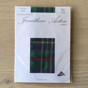 Rare Jonathan Aston Green tartan plaid tights